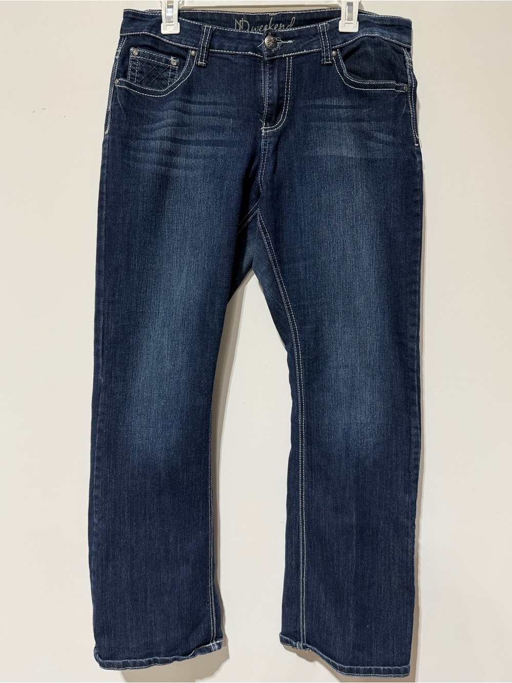 ND Weekend Embellished Bootcut Jeans Fleur de Lis Rhinestone Pocket Sz 12